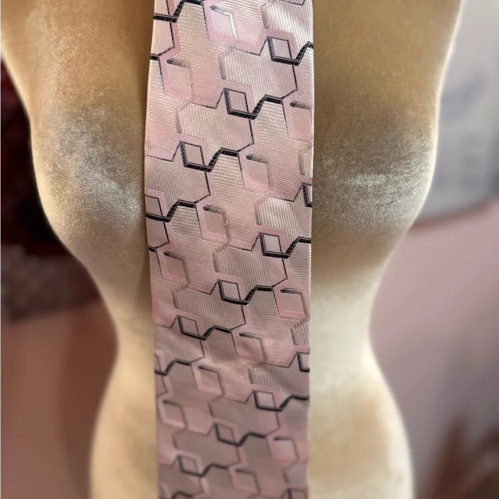 Pink Geometric Silk Tie -
